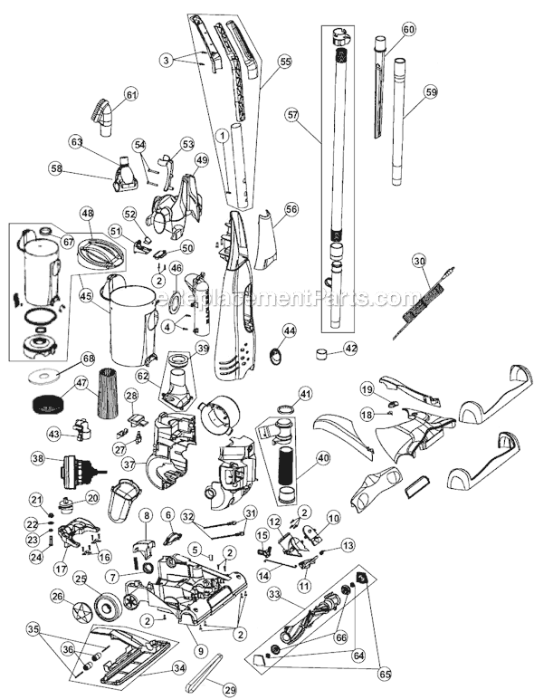 Page A Diagram and Parts List for M091950A  Dirt Devil Upright Vacuum